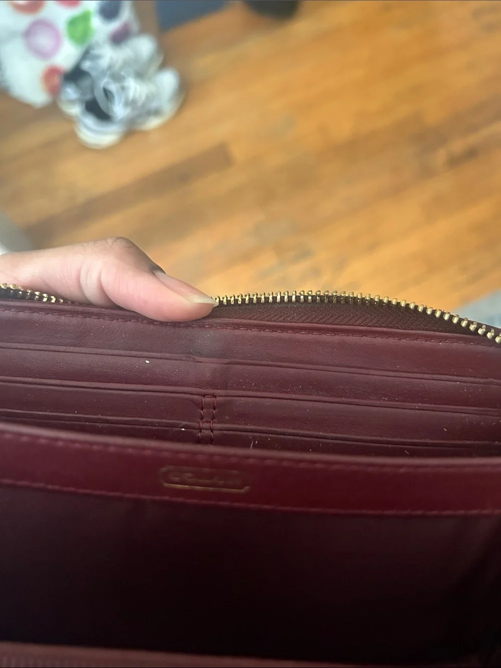 Coach Patent Leather Wallet in Deep Burgundy